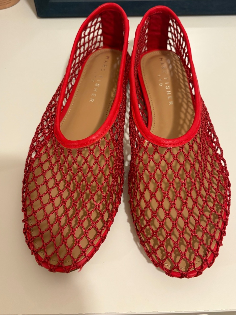 Marc Fisher Jazlyn Red Mesh Ballet Flat - new with original box - Picture 3 of 8